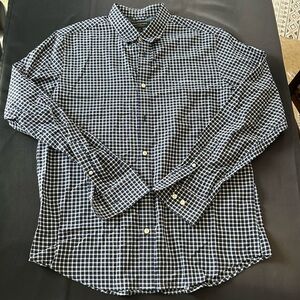 Men’s Banana Republic Navy and White Checkered Dress Shirt